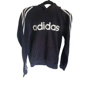 Adidas Hoodie size Small Navy white Three Stripes